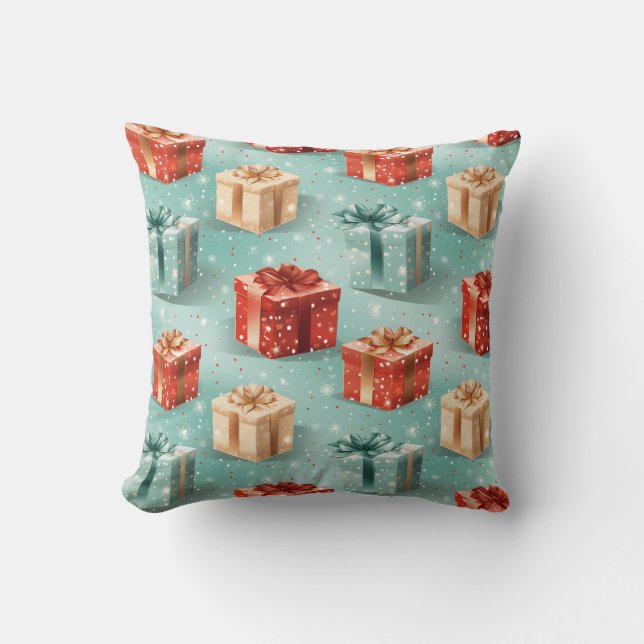 Coussin Créez vos propres boîtes-cadeaux Green, Red & Gold (Recto)