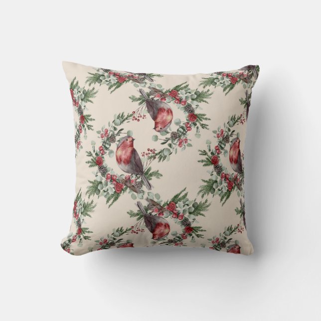 Coussin Créez vos propres cardinaux, Holly & Mistletoe (Recto)