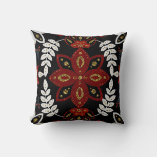 Coussin Créez vos propres motifs floraux nordiques rouges