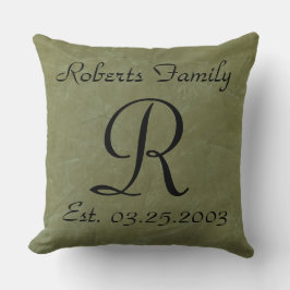 Coussin Créez votre propre anniversaire en cuir d'olive Fa
