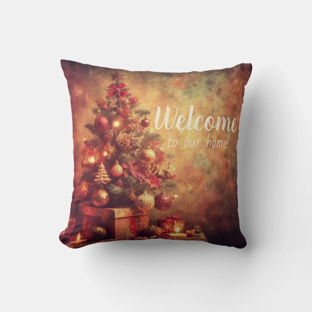 Coussin Créez votre propre arbre de Noël chaleureux (Recto)