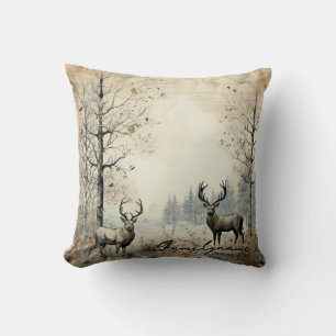 Coussin Créez votre propre cerf d'hiver Vintage