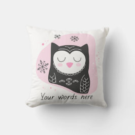 Coussin Créez votre propre Chouette à neige rétro Noël ros