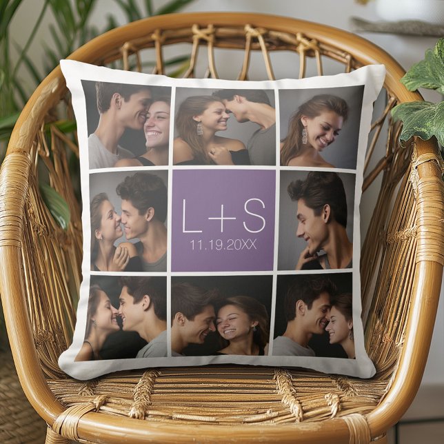 Coussin Créez Votre Propre Collage De Photo De Mariage Mon (Custom Anniversary Pillow)