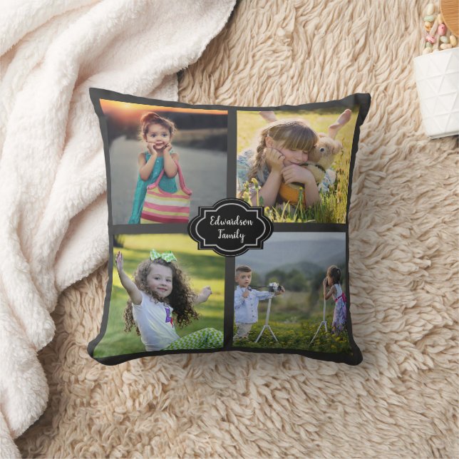 Coussin Créez votre propre collage photo de famille (Couverture)