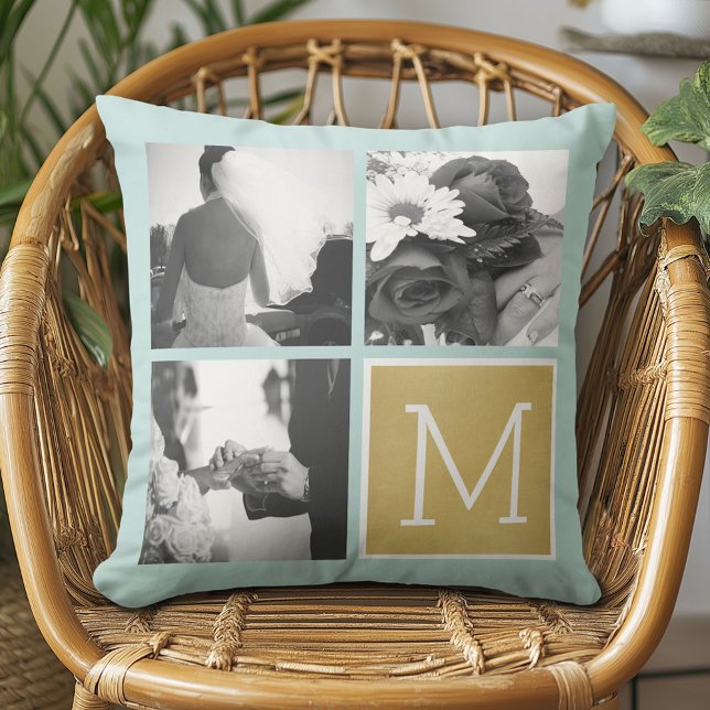 Coussin Créez votre propre collection photo Mariage Monogr (Custom Photo Pillow)