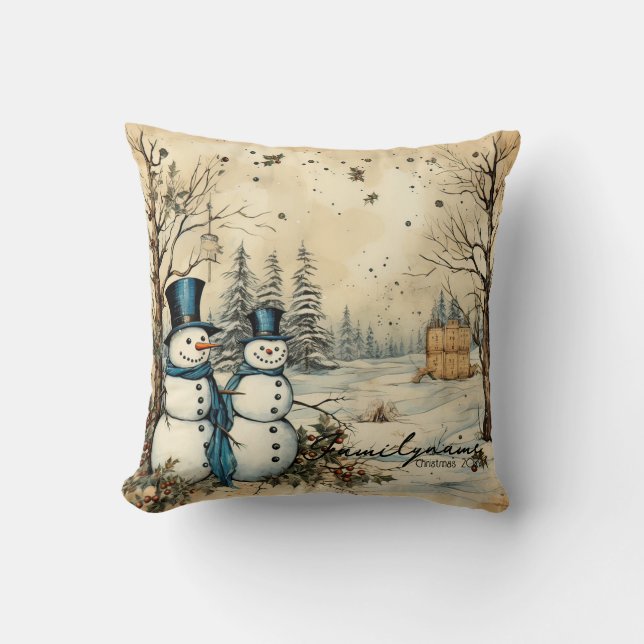 Coussin Créez votre propre couple de motoneiges d'hiver he (Recto)
