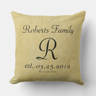 Coussin Créez votre propre crème Faux Monogramme en cuir