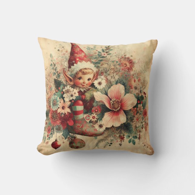Coussin Créez votre propre elfe de Noël victorien romantiq (Recto)