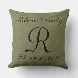 Coussin Créez votre propre monogramme en cuir Faux d'olive