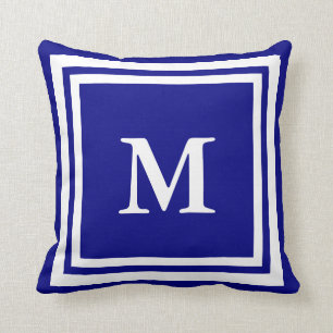Coussin Créez votre propre monogramme Marine bleu et blan