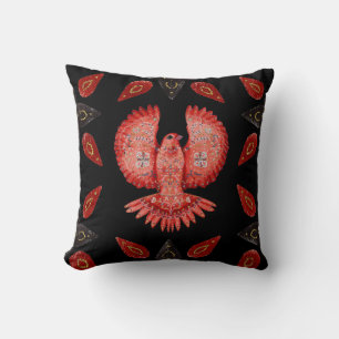 Coussin Créez votre propre oiseau rouge nordique & étoiles