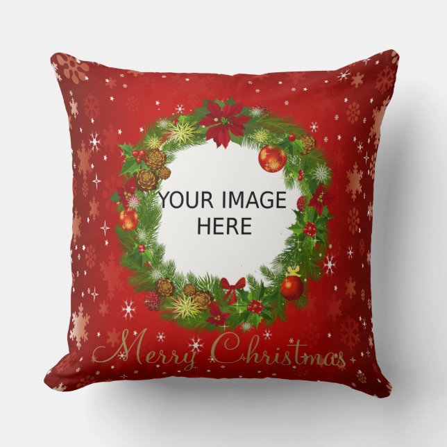 Coussin Créez votre propre photo de Noël personnalisée (Recto)