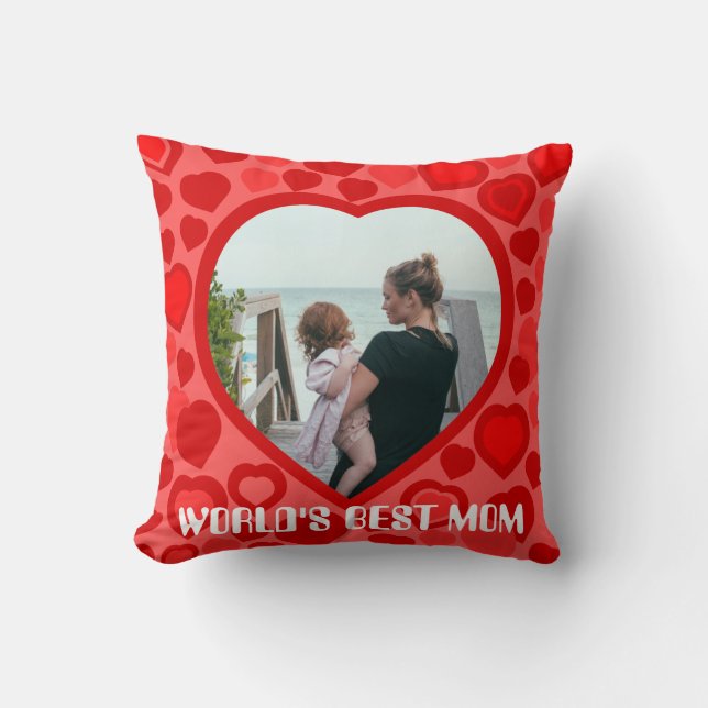Coussin Créez votre propre photo encadrée par coeur (Recto)