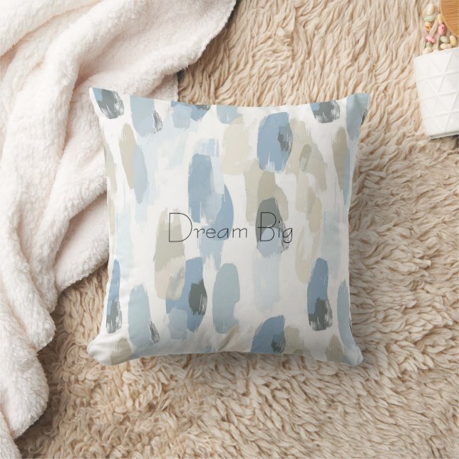 Coussin Crème Bleu Blanc Abstrait (Couverture)