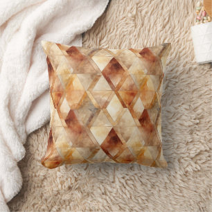 Coussin Crème Bourgogne Rouge Triangles Or Noël