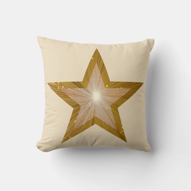 Coussin Crème carré "Gold" Star imprimé jeté (Recto)