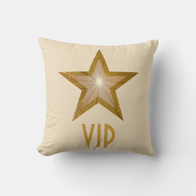 Coussin Crème carré "Gold Star" "VIP" (Recto)