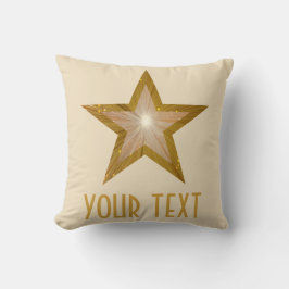 Coussin Crème carré "Gold Star" "Your Text"