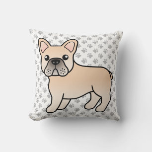 Coussin Crème Chien de taureau français mignonne Dessin