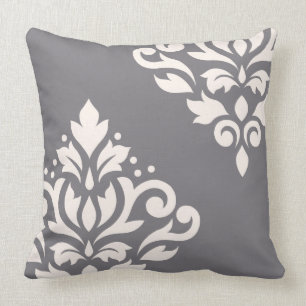 Coussin Crème de l'art I de damassé de rouleau sur le gr
