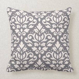 Coussin Crème de motif de damassé de rouleau grande sur 