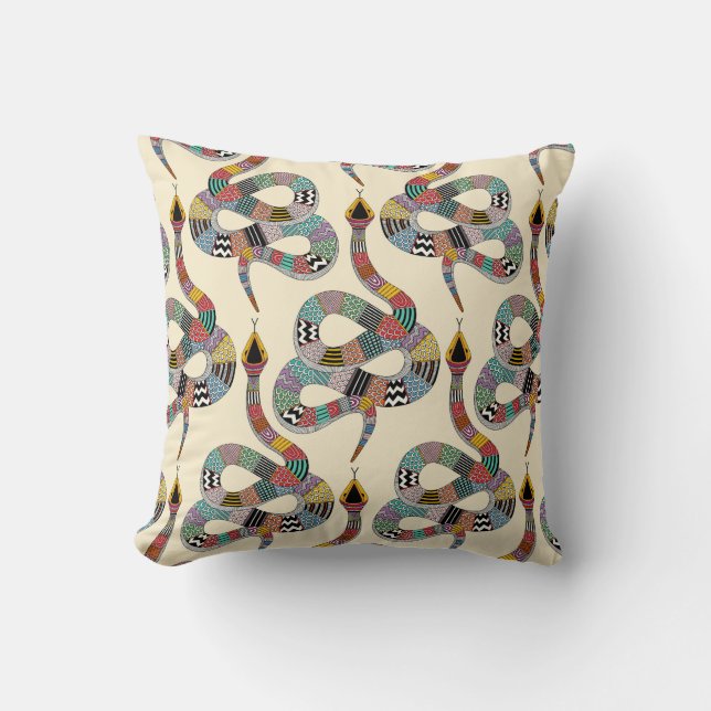 Coussin crème de serpent graphique (Recto)