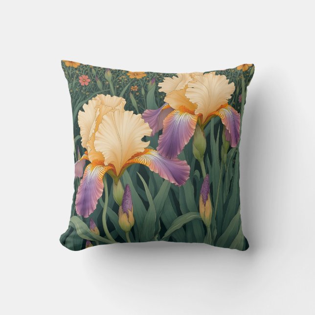 Coussin Crème et Iris pourpre (Recto)