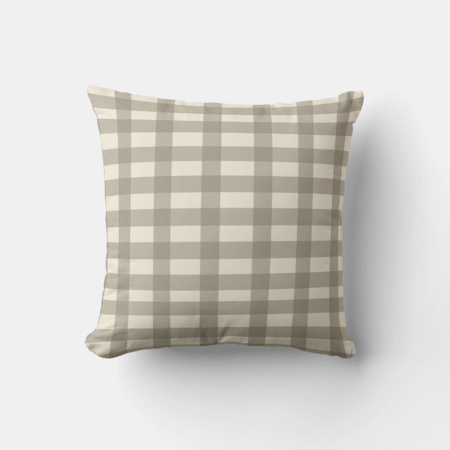 Coussin Crème Gingham et Toffee (Recto)