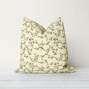 Coussin Crème jaune beurré Motif de marguerite de ferme mo