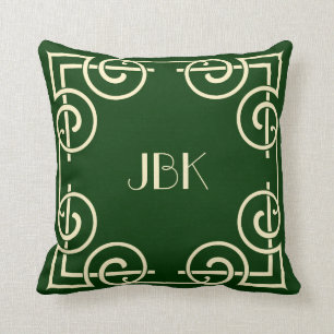 Coussin Crème mise en rouleau de monogramme de frontière
