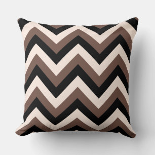Coussin Crème Motif Zigzag Noir Brown