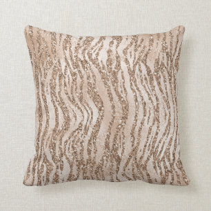 Coussin Crème Rose Parties scintillant or Zebra Print  
