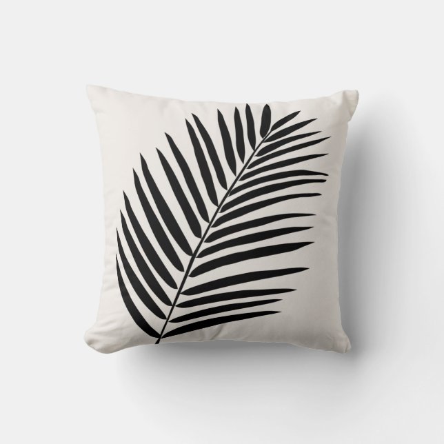 Coussin Crème Tropicale Feuille De Palme Blanc Et Noir (Recto)