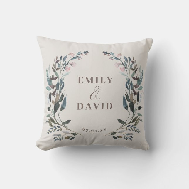 Coussin Crest jardin | Eggshell | Noms Mariages (Recto)