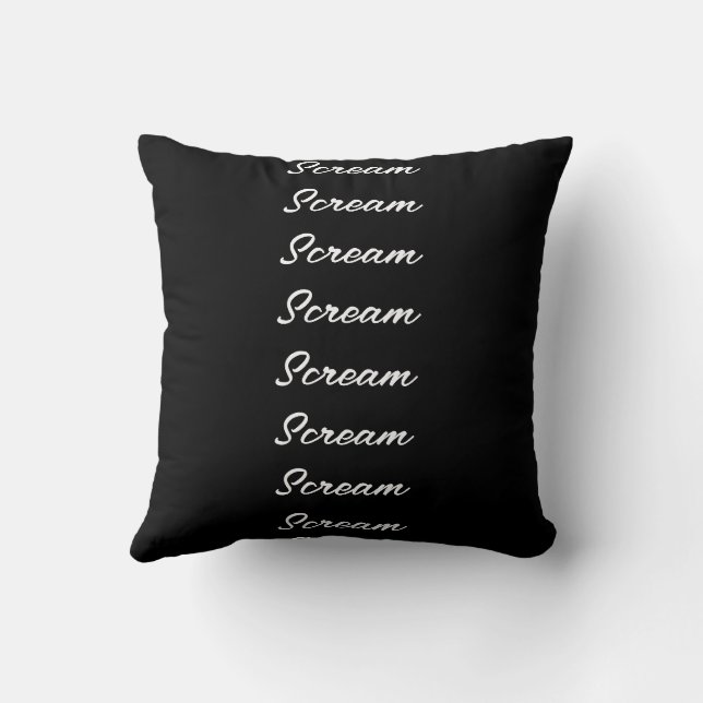 Coussin Cri Black White Trendy Funny Citation personnalisé (Verso)