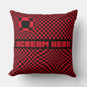 Coussin Criez ici   Plaid rouge jeté à illusion d'optique