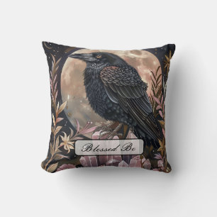 Coussin Cristal de Corbeau Mystique
