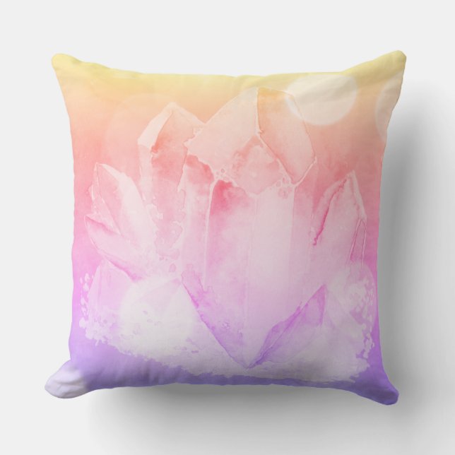 Coussin Cristal de quartz rose de Faux de *~* et lavande (Recto)