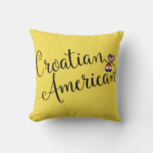 Coussin Croate Américain Coeurs Enmêlés