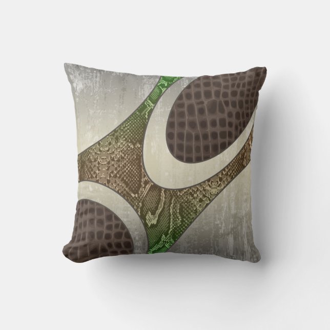 Coussin Croc Vert/Tan Abstrait Snakeskin (Recto)