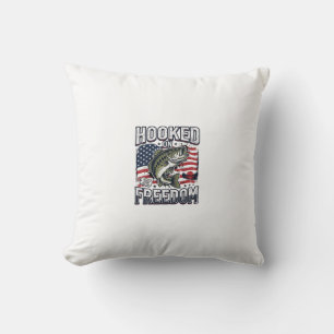 Coussin Crochet de pêche patriotique accroché à la liberté