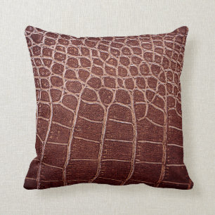 Coussin Crocodile motif en cuir abstrait, alligator, anima