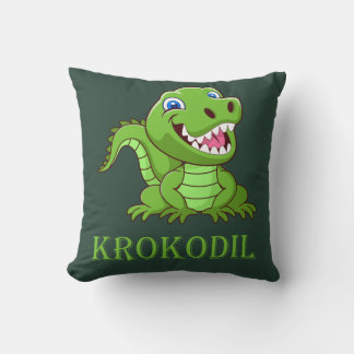 Coussin crocodile vert foncé
