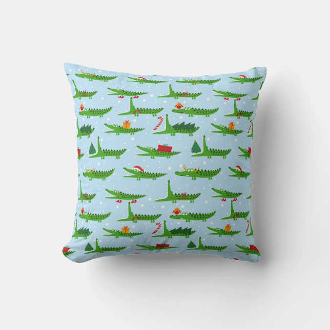 Coussin Crocodiles festifs dans les costumes de Noël Motif (Recto)