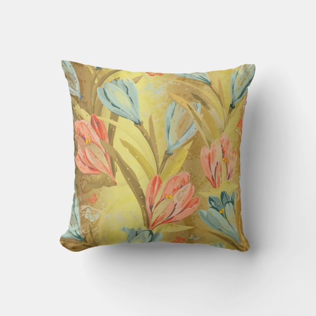 Coussin Crocus Aquatique Lila Gold Fleurs d'Orchidée brill (Recto)
