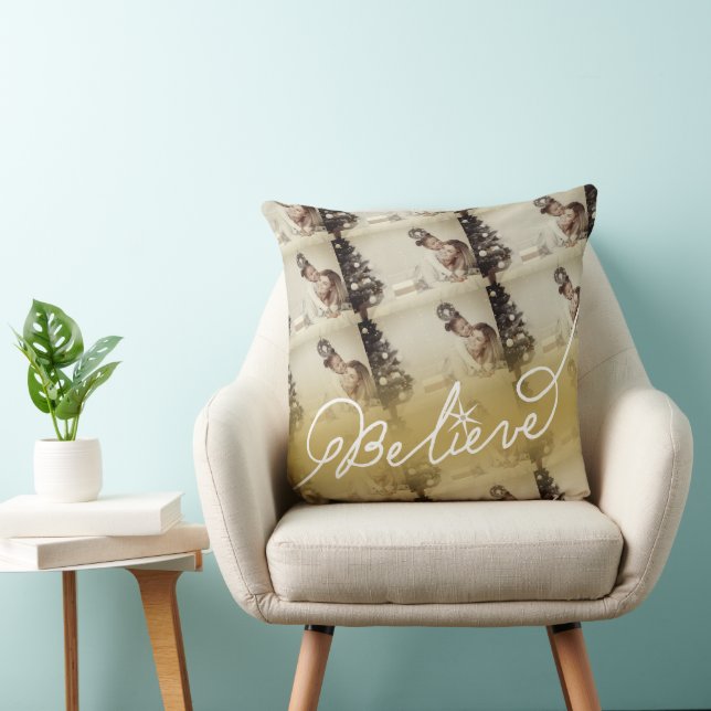 Coussin Croire Star Gold Ombre Christmas Photo Collage (Chaise)