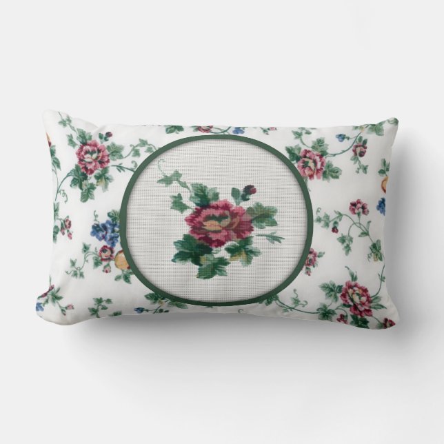 Coussin croisé rose de point (Recto)