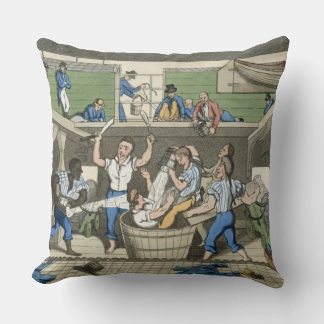 Coussin Croisement de la ligne, plat 'des aventures de J (Recto)