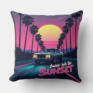 Coussin Croisière dans le coucher du soleil - 80s Retro Dr